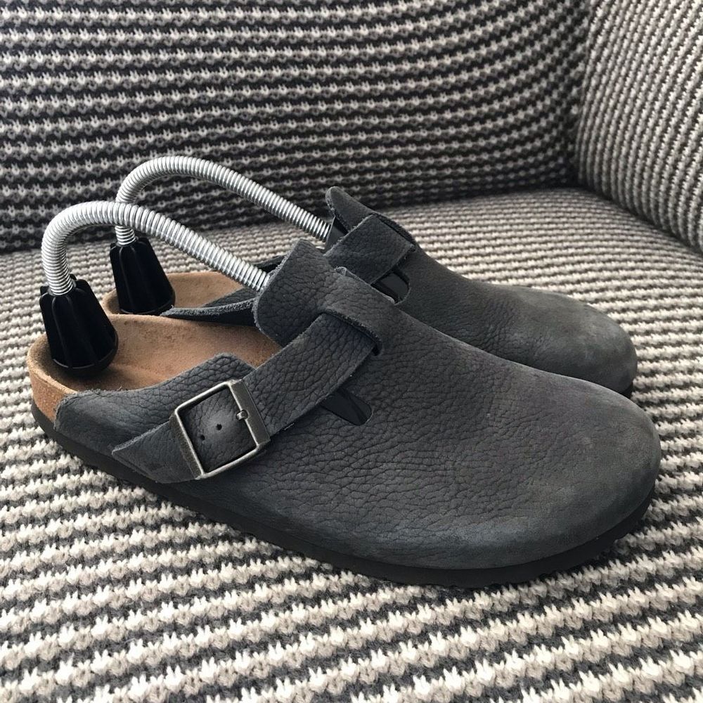 Birkenstock Boston clog nubuck leather black shoes size 41 - men’s 8, women’s 10